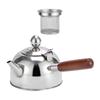 Portable Tea Kettle with Wood Handle Teapots Pot Jug Large Capacity Flat Bottom for Picnic Household Restaurant Kitchen Stovetop