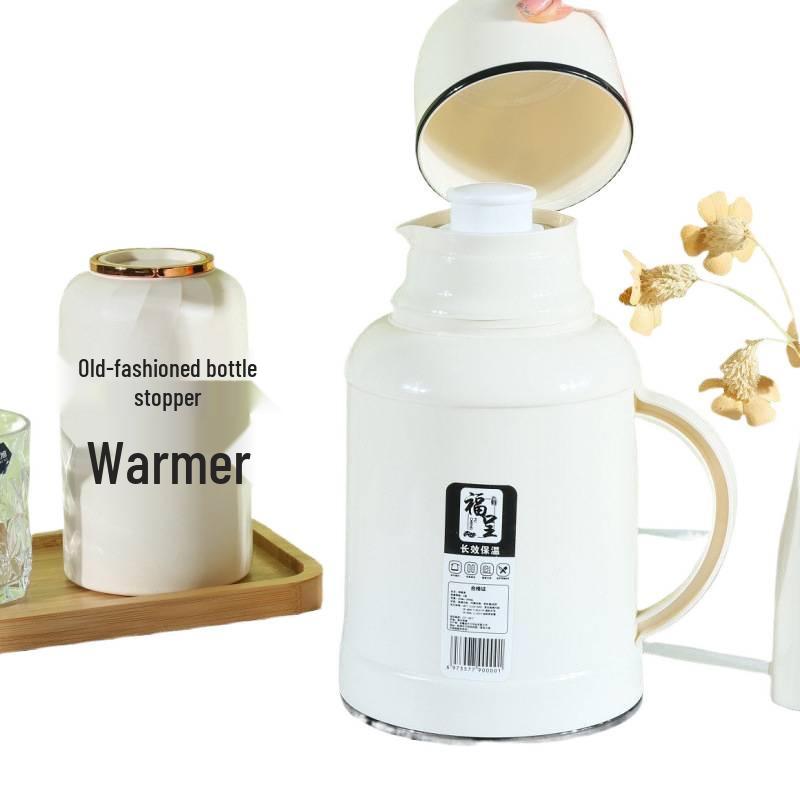 Fucheng Large Capacity Portable Thermos for Hot & Cold Drinks, White/Orange/Green Glass