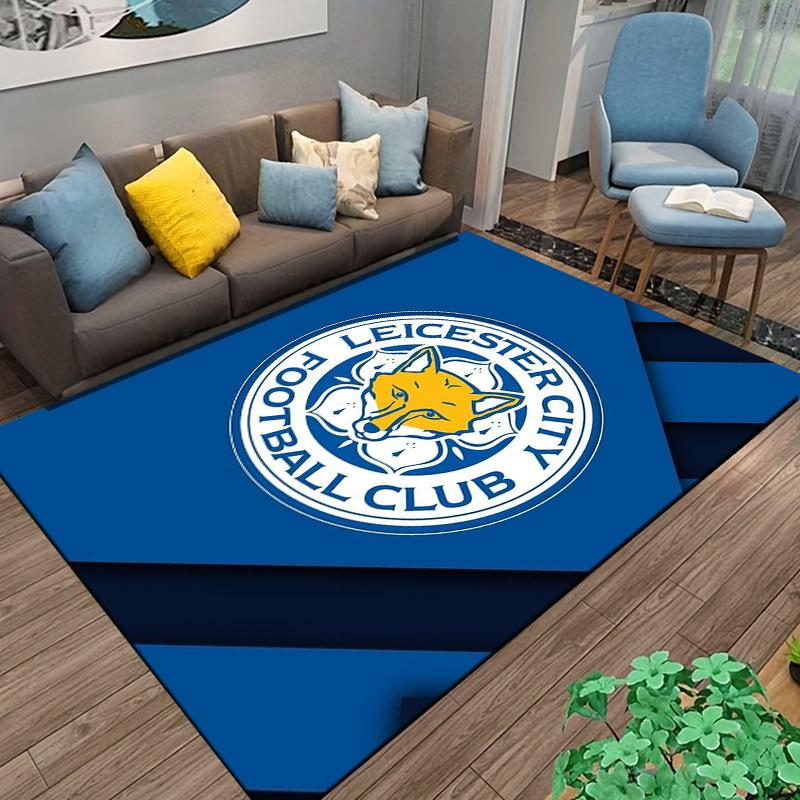 Tappeto con Logo Volpe Leicester City - Blu Decorazione Camera da Letto Club di Calcio Adatto per l'uso come antiscivolo per soggiorno camera da letto divani