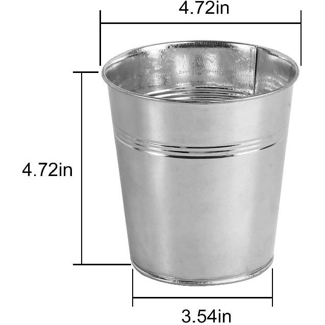 KINJOEK 8 Packs 4.72 X 4.72 X 3.54 Inch Galvanized Bucket Metal Planter, Silver Round Flower Pot Plant Basket for Balconies, Gardens, Patios, Office,
