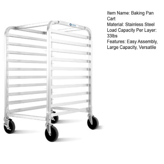 Estante de Acero Inoxidable para Hornear de 10 Niveles con Ruedas, Carrito para Bandejas Comercial, Soporte Móvil y Desmontable para Panadería para Horno Panadería Pastelería, 33 libras por Estante,