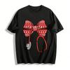 Christmas Stethoscope Bow Print Medical Themed Casual Top Pure Cotton T-shirt