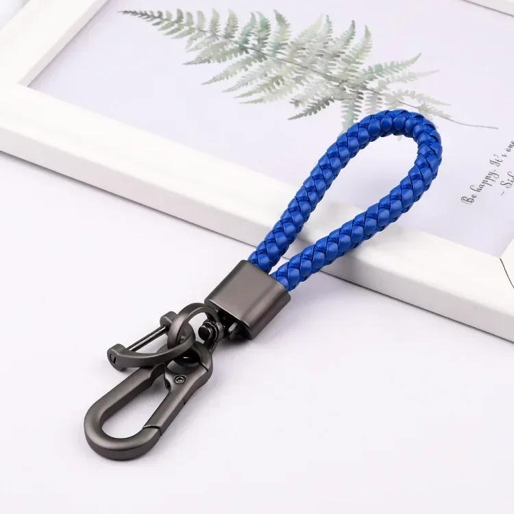 

Creative Idea Leather Weave Keychain Custom Logo Name Keyring Metal Color Alloy Car Moto Upscale Key Chain Ring Lovers Gift Custom Name