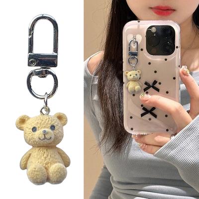 Jauks sveķu flokēts lāča atslēgu piekariņš Jauki flokējošais lācis atslēgu piekariņš Dekoratīvs soma piekariņš atslēgu piekariņa kulonu aksesuārs