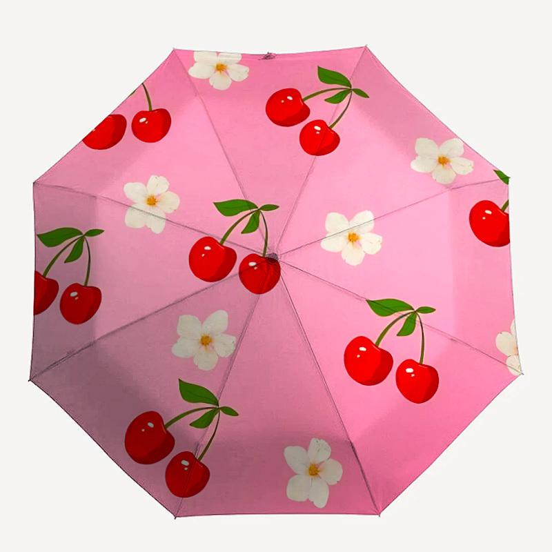 1 Stück Kirschblüten Automatisches Öffnungs-/Schließschirm, Winddicht, Kompakter Faltregenschirm mit Leichtem Design für Damen/Herren091
