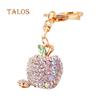 Fashion Cute Crystal Stone Apple Keyring Metal Car Key Chain Purse Bag Decor Gift Suspension Trinket