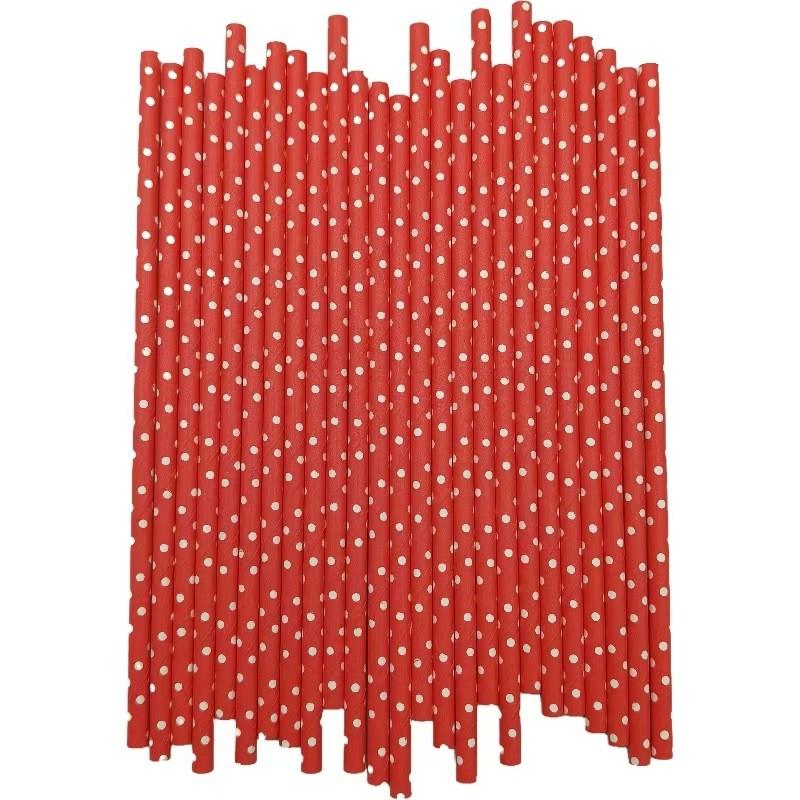 Festive Red Paper Drinking Straws Biodegradable For Party Decor And Desserts