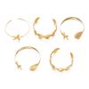 Summer Starfish Shell Open Cuff Bracelet 5-Piece Set Beach Vacation Style Accessory Fashion Vintage Daily Accessory