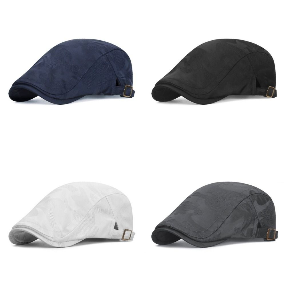 New Breathable Thin Beret Hat Mesh Adjustable Newsboy Hat Leisure Visor Cap Sun Protection Painter Hat Spring Summer