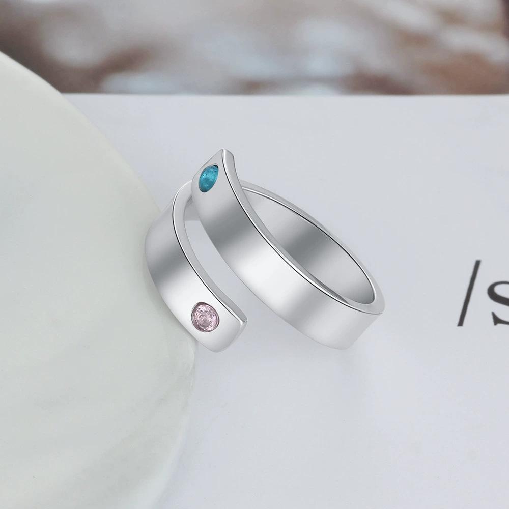 New Personalized Gold Plated Ring Engraved Name 12 Birthstone Fashionable Unisex Anniversary Christmas Gift Jewelry