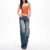 Design sense low waist retro wide leg jeans women's autumn new loose and thin casual versatile straight pants