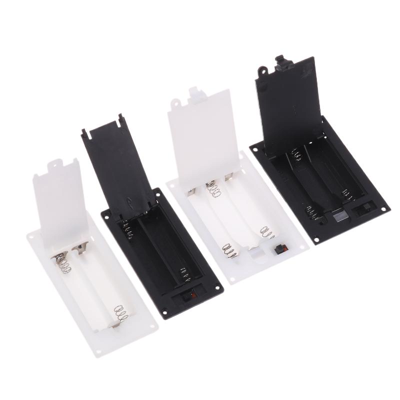 2 Colors Black/White Batteries Shell Plastic 2x3x AAA Rectangular Embedded Battery Holder Storage Box Case With Switch Cover