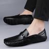 Fashion Handmade Genuine Leather Men Shoes Italian Lightweight Loafers Men Light Casual Shoes Non-slip Driving Footwear High-end Flats