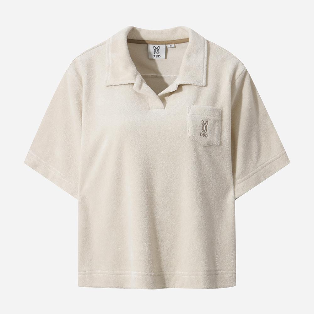 DOD Terry Up Collar T-Shirt For Women (Ivory)