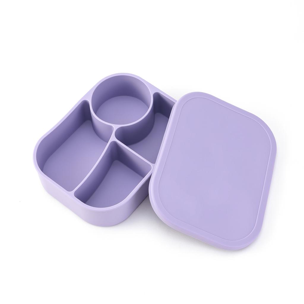 Color Kids 1 Peça Lancheira Silicone 4 Compartimentos Sem BPA Segura para Micro-ondas e Lava-louças à Prova de Vazamento Essenciais para Alimentação Bento