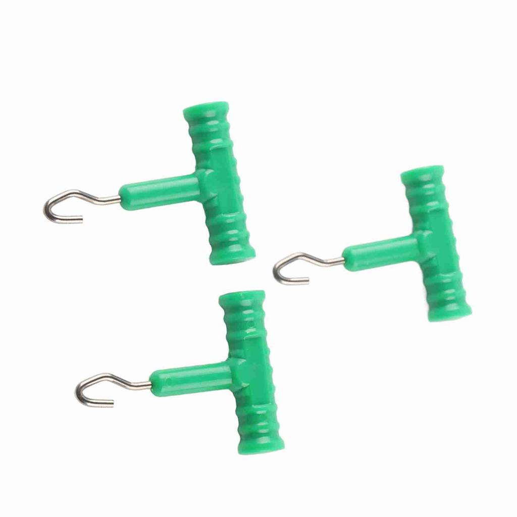 3pcs T Shape Handle Stainless Steel Hook Fishing Baiting Rig Tool(black)