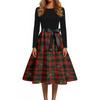 Women's Vintage V-Neck Christmas Print Casual Dress for Holiday Party