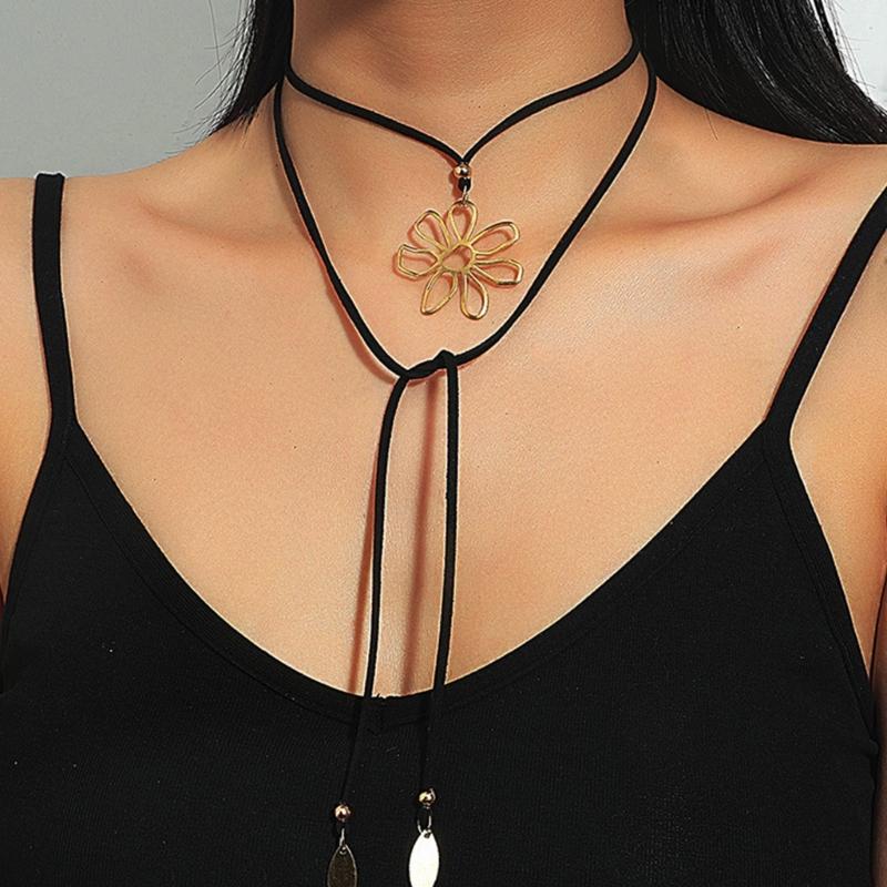 Gold Silver Color Dragonflies Flower Heart Star Pendant Necklace Long Rope Statement Necklace Jewelry Gift for Women