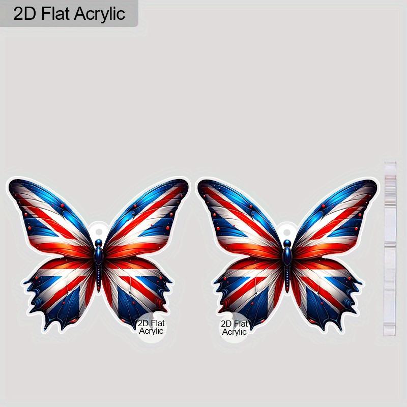 2D Flat Colorful Butterfly England Flag Acrylic Material Dangle Earrings Lightweight Colorful Earrings for Women Jewelry Gifts