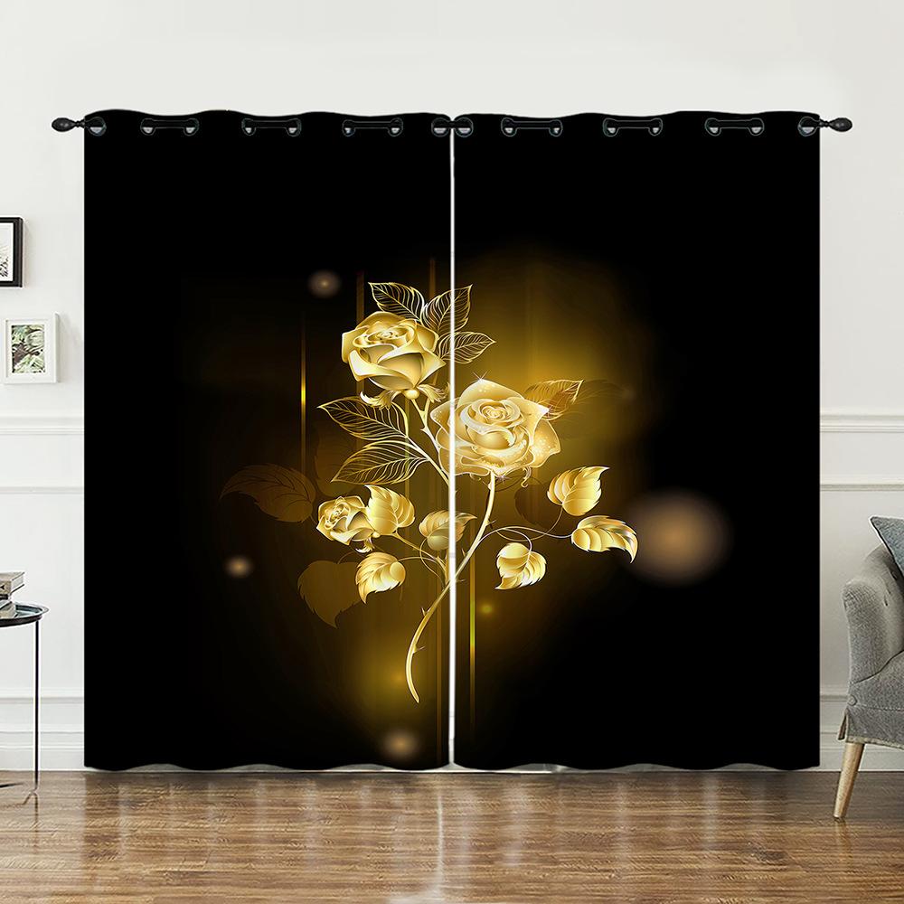 Vorhänge Retro Gold Schmetterling Tier Vorhänge Digitaldruck Verdunkelungsvorhänge Ohne Bohren