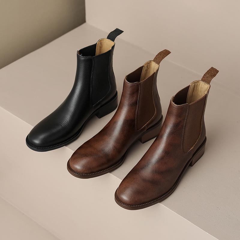 Fashion AIYUQI 2025 new women's Chelsea boots Anti-slip retro lace-up work boots for women Large size low-heeled female winter shoes