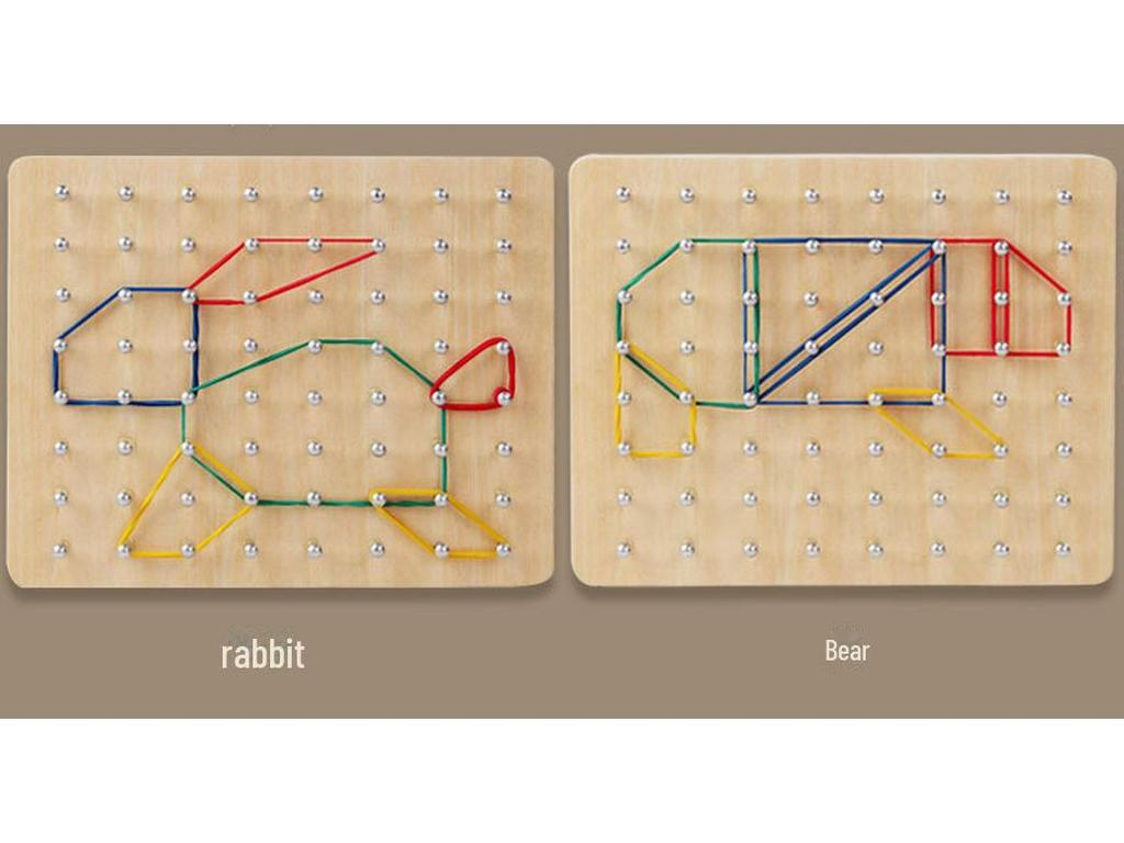 Creative Wooden Shape-Matching Nail Board: Early Education Logic & Art Toy for Kids.