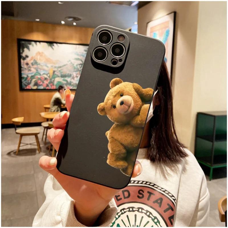 Teddybär Handyhülle Für iPhone 11 12 13 14 15 16 Pro Max Plus Mini 7 8 SE X XS XR Weiche Silikonhülle Abdeckung