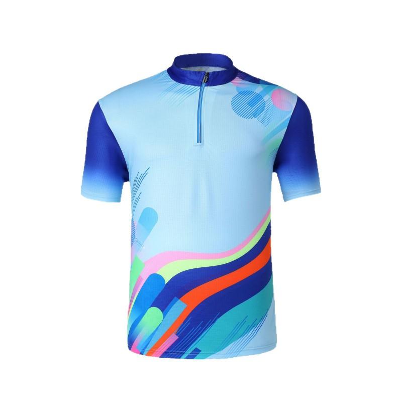 Unisex Badminton Sport Shirt Quick-Dry Breathable Mesh Half-Zip Top Tennis Volleyball Running