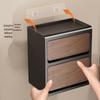 Vintage Wood Grain Wall-Mounted Tissue Box & Storage Rack - Double-Layer, Punch-Free Toilet Paper Holder