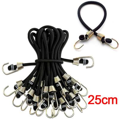 10 Stück robuste elastische Militär-Bungee-Seile, Armee-Basha-Gurte, Haken für Gepäck