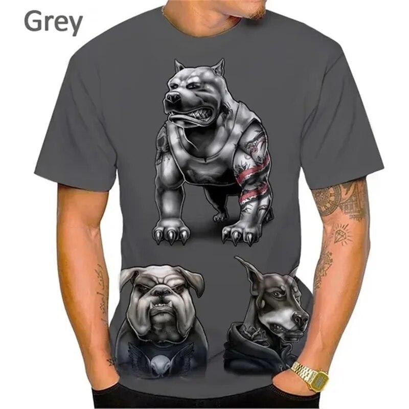 3D Printed Bulldog Graphic T-shirt Short Sleeve Personalized Animal Dog Pattern Tee Top For Men Women Casual Round Neck T-shirt
