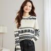 Srcr Women's Thick 100% Wool Retro Jacquard Knit Sweater
