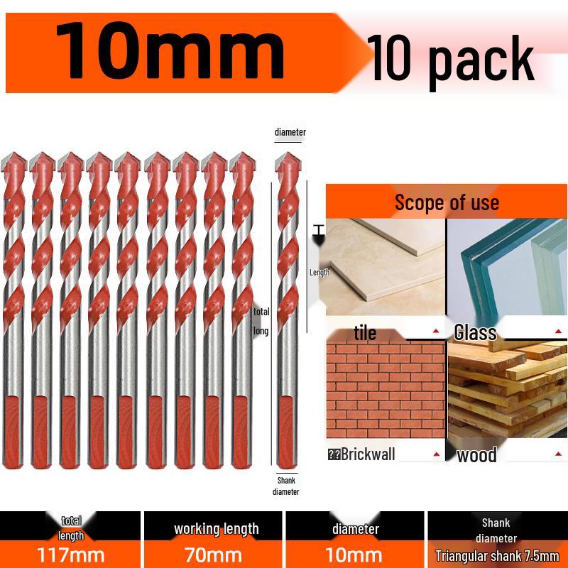 6mm Alloy Triangle Drill Bit for Concrete, Glass, and Cement