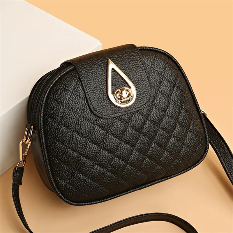Small Quilted Crossbody Bag  Stylish PU Leather Shoulder Purse with Vintage Round Shape  Trendy Accent  Perfect for Daily Use