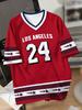 Los Angeles NR.24 Druck V-Ausschnitt Kurzarm T-Shirt Sommer Grafik-T-Shirt Fußballtrikots Große Größen Damen Sport-T-Shirt
