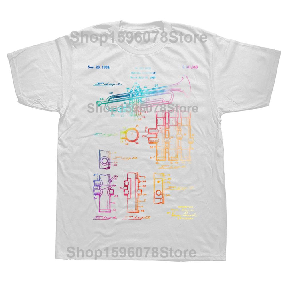 Mens Clothing Trumpet T Shirt Trumpet Patent T Shirt Trumpet Player For Musician Music Teacher Marching Band Jazz Band Music