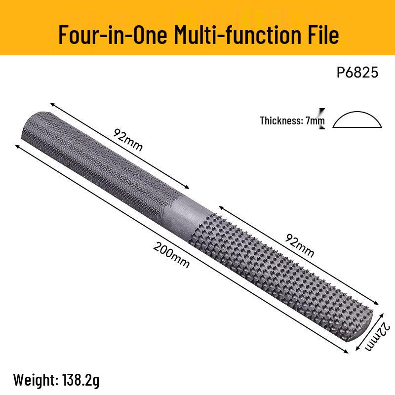 Four-in-One Woodworking File: Half-Round Fine-Tooth Steel File for Wood & Metal, Multi-Sided Coarse & Fine Rasp Tool