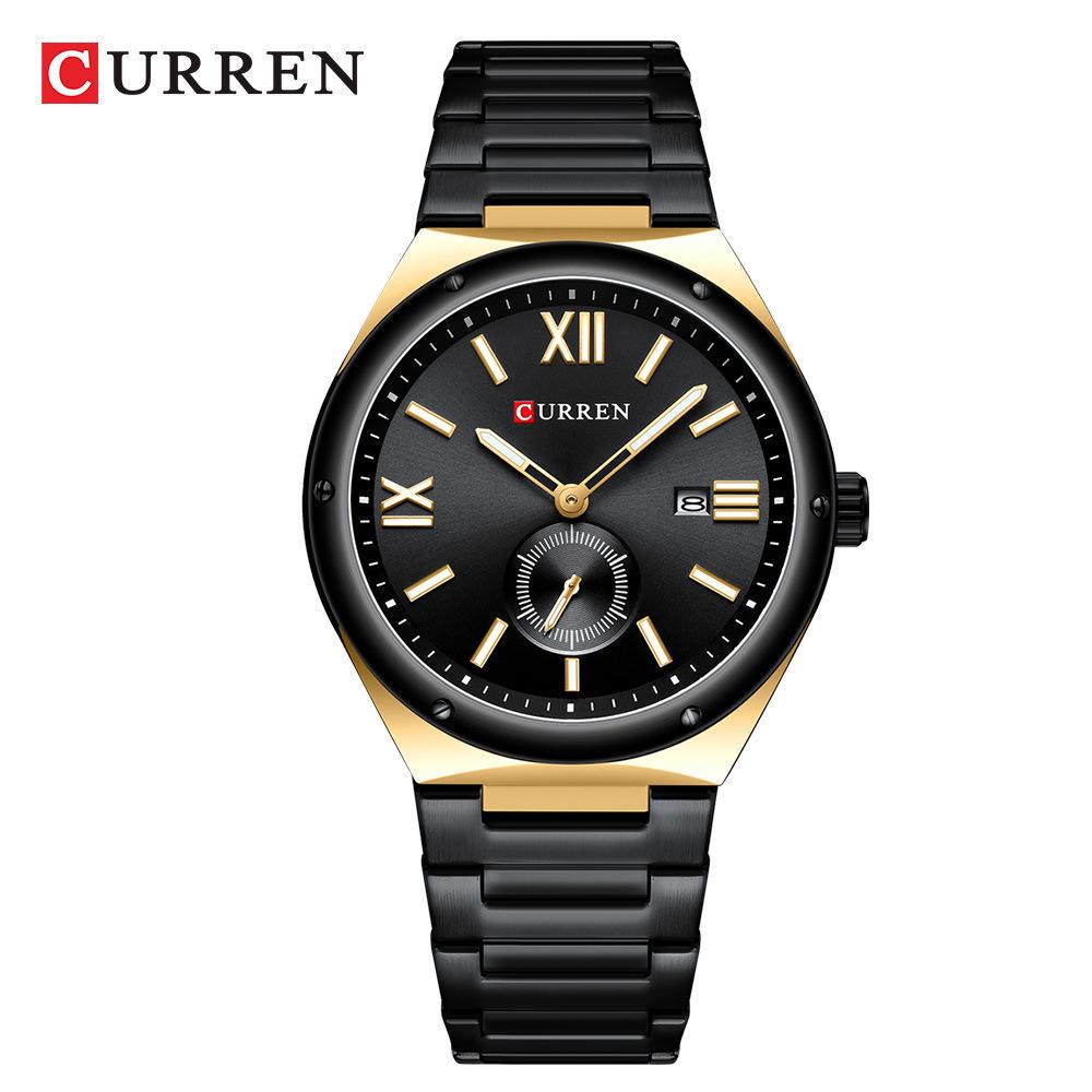 CURREN 8471 Men's Waterproof Quartz Sports Watch with Steel Band and Calendar