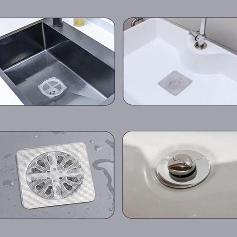 WTEMPO 50PCS 10*10CM Disposable Floor Drain Stickers Bathroom Hair Anti Clogging Filter Mesh Stickers, Shower Floor Drain Square Mesh Cover