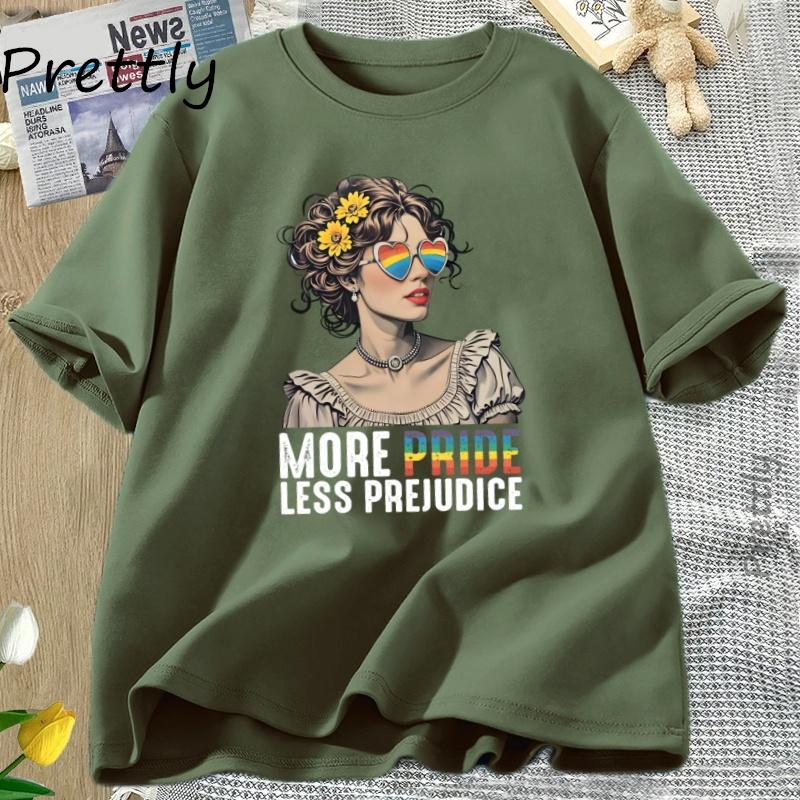 Mehr Stolz Weniger Vorurteile T-Shirt LGBTQ T-Shirt Pride Month LGBTQ T-Shirt Freizeit Baumwolle Kurzarm Rundhals Damen Kleidung