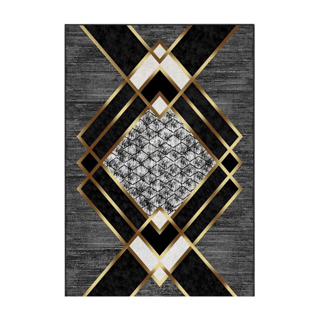 Black Gold Line 3D Digital Printing Non-Slip Flooring Carpet