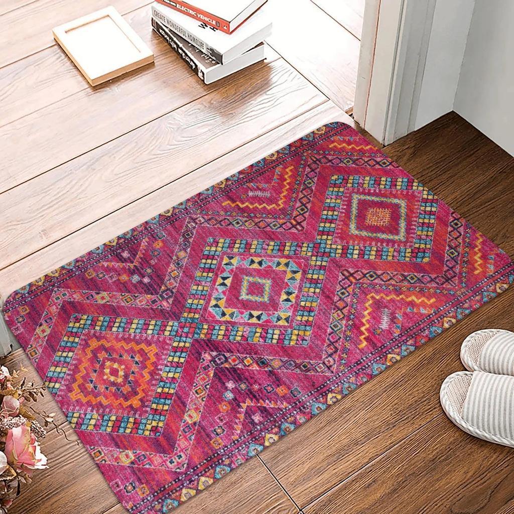 Retro Moroccan Style Carpet Front Door Floor Entrance Non Slip Floor Mat Ethnic Art Kitchen Bathroom Door Mat Bathroom Carpet