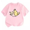 Potdemiel Summer New Pikachu Children's Pure Cotton T-Shirt, Comfortable and Breathable, Suitable for Both Boys and Girls.