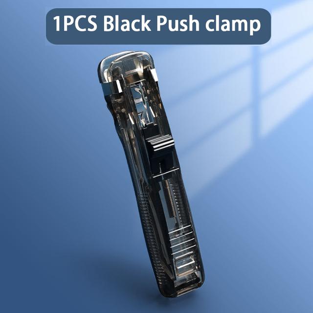 Staple Metal Clip Push Hand Paper Clipper With Refill Fixing Organizing Stapler Reusable Push Clamp For Document File Stationery
