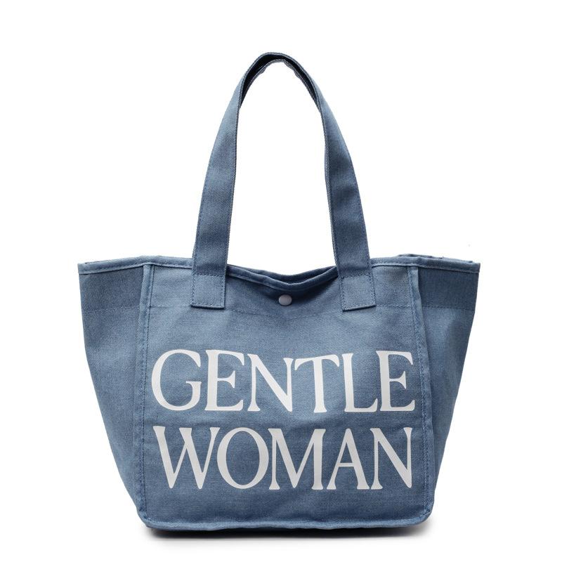 Large-capacity Canvas Bag Women's New Fashion Contrasting Color Versatile Shoulder Bag Commuter Tote Bag