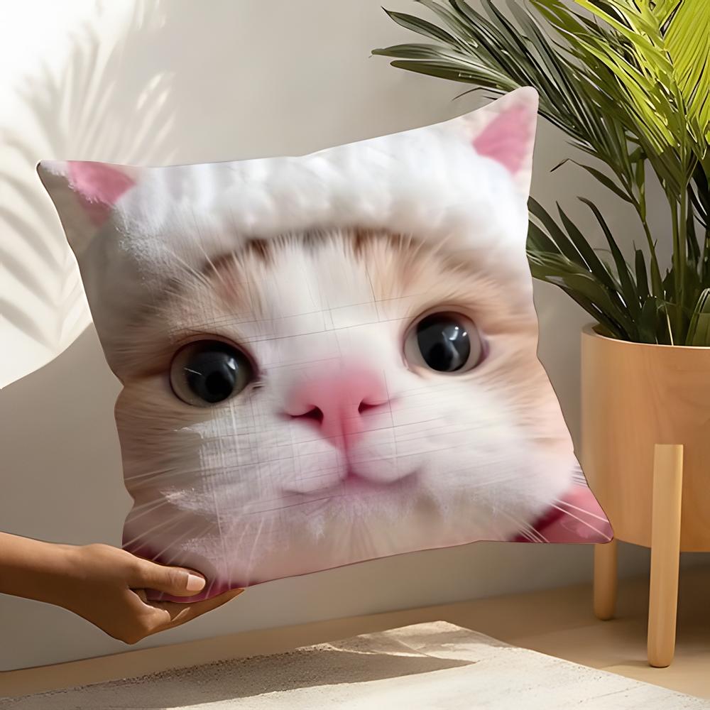 Cute Funny Internet Meme Cat Pillow Case Linen Cushion Covers For Decorative Sofa Home Pillows Case Car Chair Pillows Cases