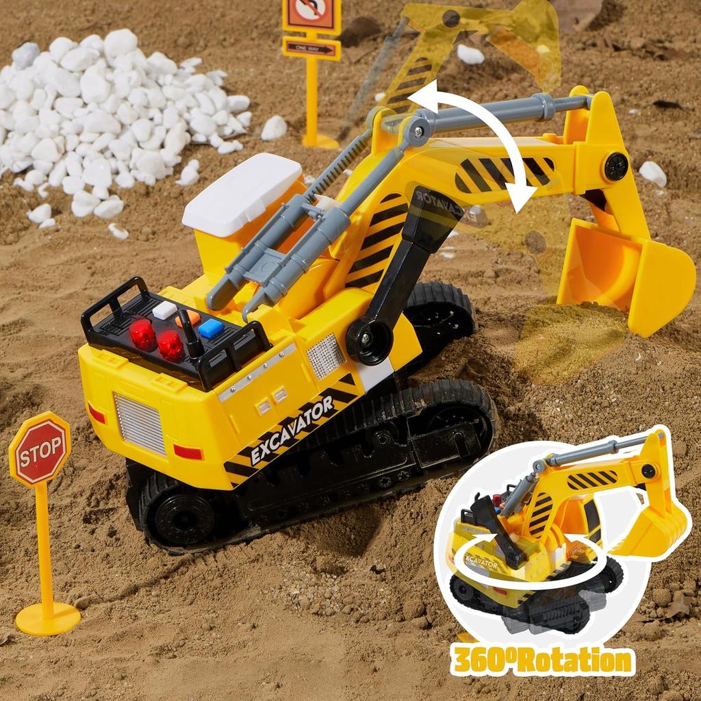 JOYFY 3er-Pack Baustellenfahrzeug Bagger Muldenkipper und Lader Bewegliche Klaue Hebefahrzeug Spielzeug für Kinder Weihnachts-Geburtstagsgeschenk