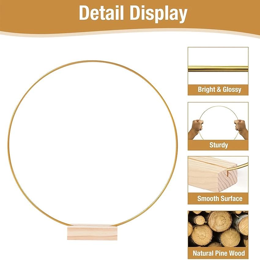 10/20pcs 30.48 Cm Metal Floral Hoop Centerpiece with Wooden Stand for Table Metal Garlands Ring Stand for Centerpiece Table Decorations Wedding Decor