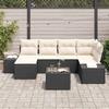 Garden Sofa Set with Cushions 6 pcs Black and Cream Poly Rattan
