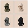 Warmer Hooded Neck Cap Drawstring Winter Pullover Cap Casual Fleece Balaclava Hat  Outdoor